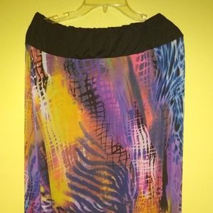 Tropical Silk-like ankle length skirt.